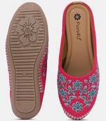 Pairs4u women's pink embroidered canvas punjabi jutti - ethnic slip-on flats with comfortable pvc sole