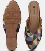 women's ethnic canvas juttis - embroidered slip-on flats with pvc sole for comfort & style
