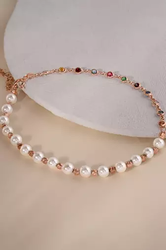 Touch925 harmony pearl & stone anklet