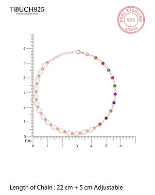 Touch925 harmony pearl & stone anklet 4
