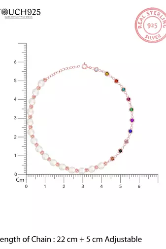 Touch925 harmony pearl & stone anklet