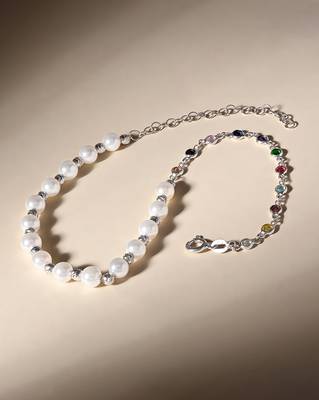 Touch925 harmony pearl & stone anklet 1