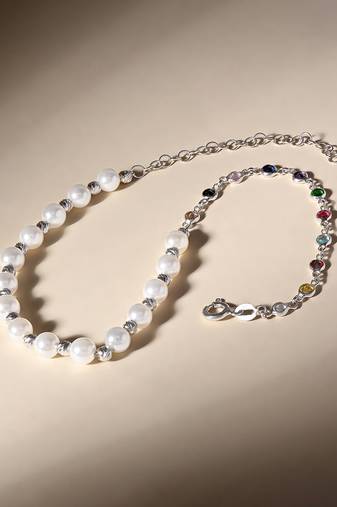 Touch925 harmony pearl & stone anklet