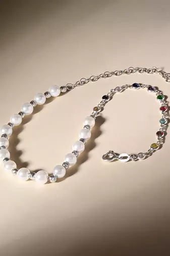 Touch925 harmony pearl & stone anklet