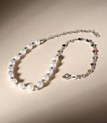 Touch925 harmony pearl & stone anklet