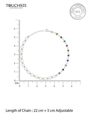 Touch925 harmony pearl & stone anklet 4