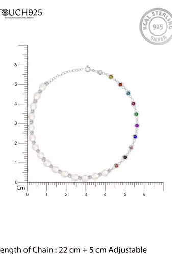 Touch925 harmony pearl & stone anklet