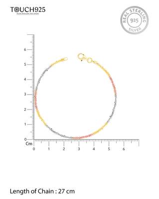 Touch925 triple shade fancy silver anklet 4