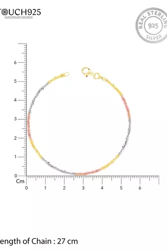 Touch925 triple shade fancy silver anklet
