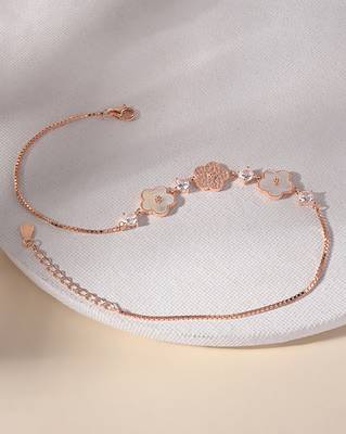 Touch925 flower petal stone anklet 1