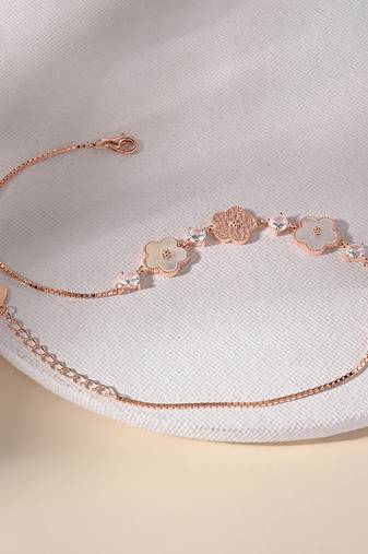 Touch925 flower petal stone anklet