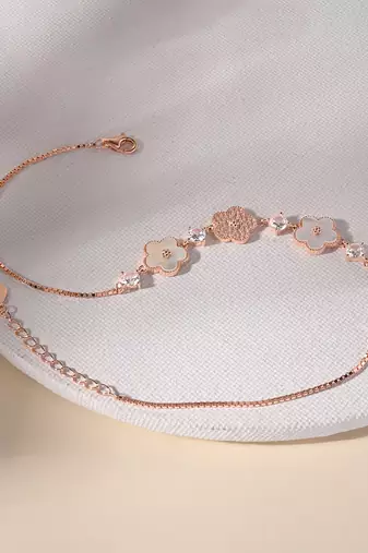 Touch925 flower petal stone anklet