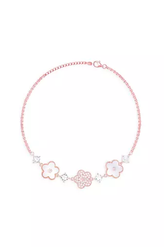 Touch925 flower petal stone anklet