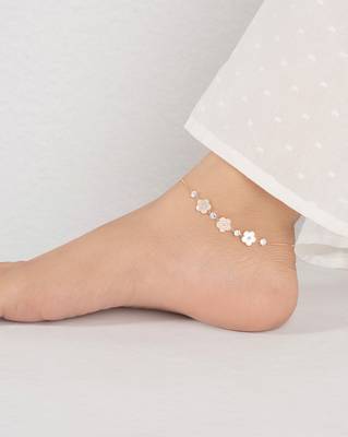 Touch925 flower petal stone anklet 3