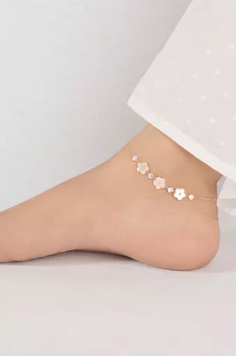 Touch925 flower petal stone anklet