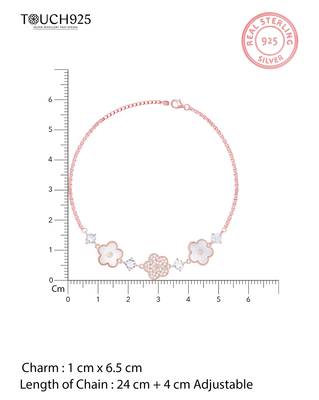 Touch925 flower petal stone anklet 4