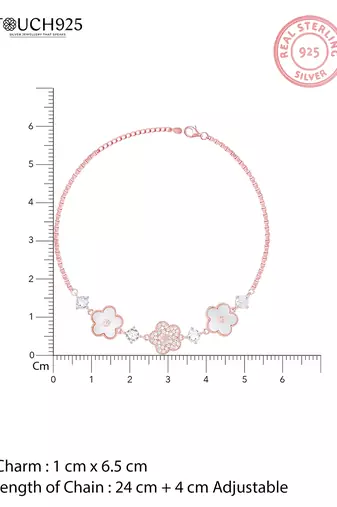 Touch925 flower petal stone anklet