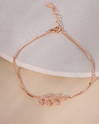 Touch925 stone leaf anklet 1