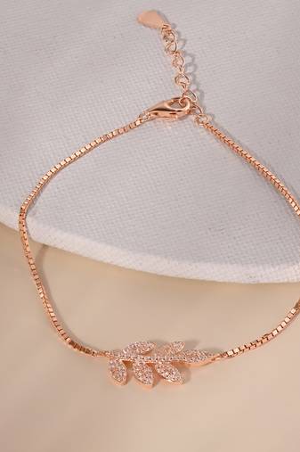 Touch925 stone leaf anklet