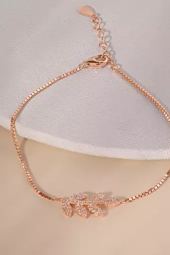 Touch925 stone leaf anklet