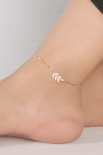 Touch925 stone leaf anklet