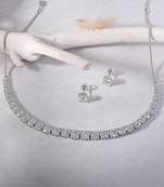 Touch925 classic tennis silver necklace set