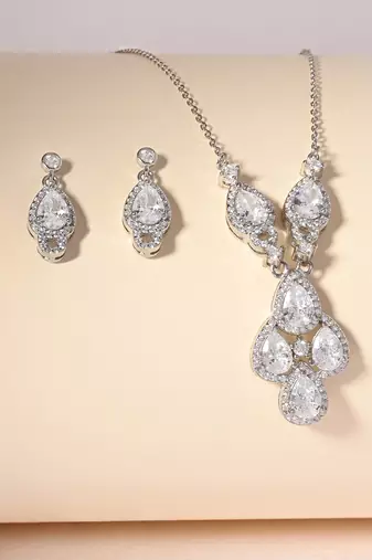 Touch925 pear-fiction necklace set