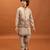 Beige viscose silk multi thread with sequence embroidered work kurta-jacket & pajama for kids