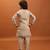 Beige viscose silk multi thread with sequence embroidered work kurta-jacket & pajama for kids