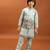Sky blue viscose silk multi thread with sequence embroidered work kurta-jacket & pajama for kids