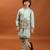 Sky blue viscose silk multi thread with sequence embroidered work kurta-jacket & pajama for kids