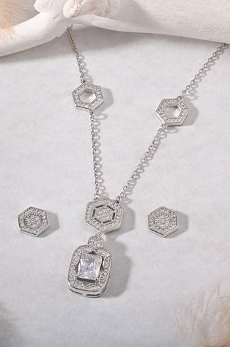 Touch925 elegant geometry necklace set