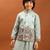 Sky blue viscose silk multi thread with sequence embroidered work kurta-jacket & pajama for kids