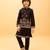 Black viscose silk multi thread with sequence embroidered work kurta-jacket & pajama for kids
