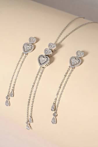 Touch925 graceful heartstrings silver necklace set