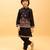 Black viscose silk multi thread with sequence embroidered work kurta-jacket & pajama for kids