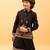 Black viscose silk multi thread with sequence embroidered work kurta-jacket & pajama for kids
