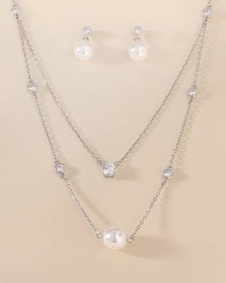 Touch925 double layer pearl necklace set 1