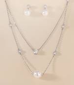 Touch925 double layer pearl necklace set