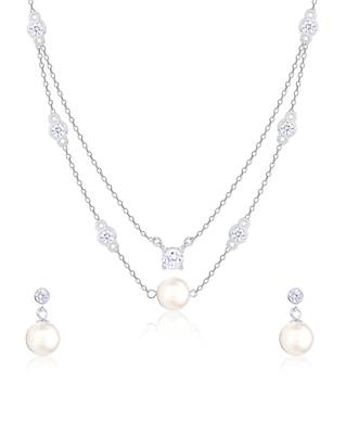 Touch925 double layer pearl necklace set 2