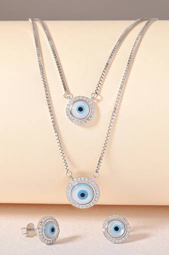 Touch925 double layer evil eye necklace set