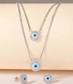 Touch925 double layer evil eye necklace set