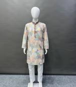 Pure rayon classic lucknowi pattern with unique digital printed kurta pajama for kid's