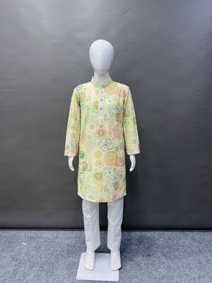 Pure rayon classic lucknowi pattern with unique digital printed kurta pajama for kid's 1