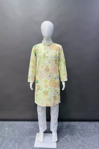 Pure rayon classic lucknowi pattern with unique digital printed kurta pajama for kid's