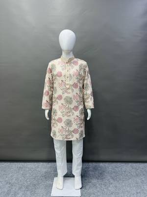 Pure rayon classic lucknowi pattern with unique digital printed kurta pajama for kid's 1
