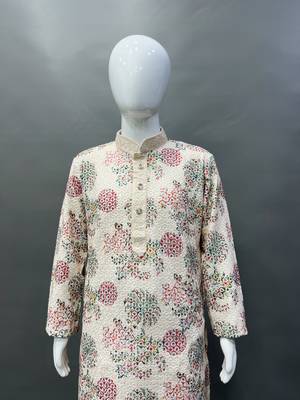Pure rayon classic lucknowi pattern with unique digital printed kurta pajama for kid's 2