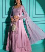Dusty Pink Georgette Lehenga Choli Set