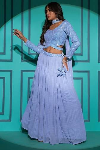 Dusty Sky Lehenga Choli Set