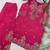Magenta chinon silk embroidered suit set